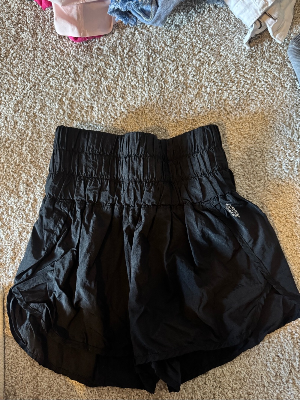 FP Movement by Free People Black High-Rise Smocked Athletic Shorts